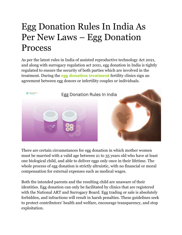 egg donation rules in india as per new laws n.w