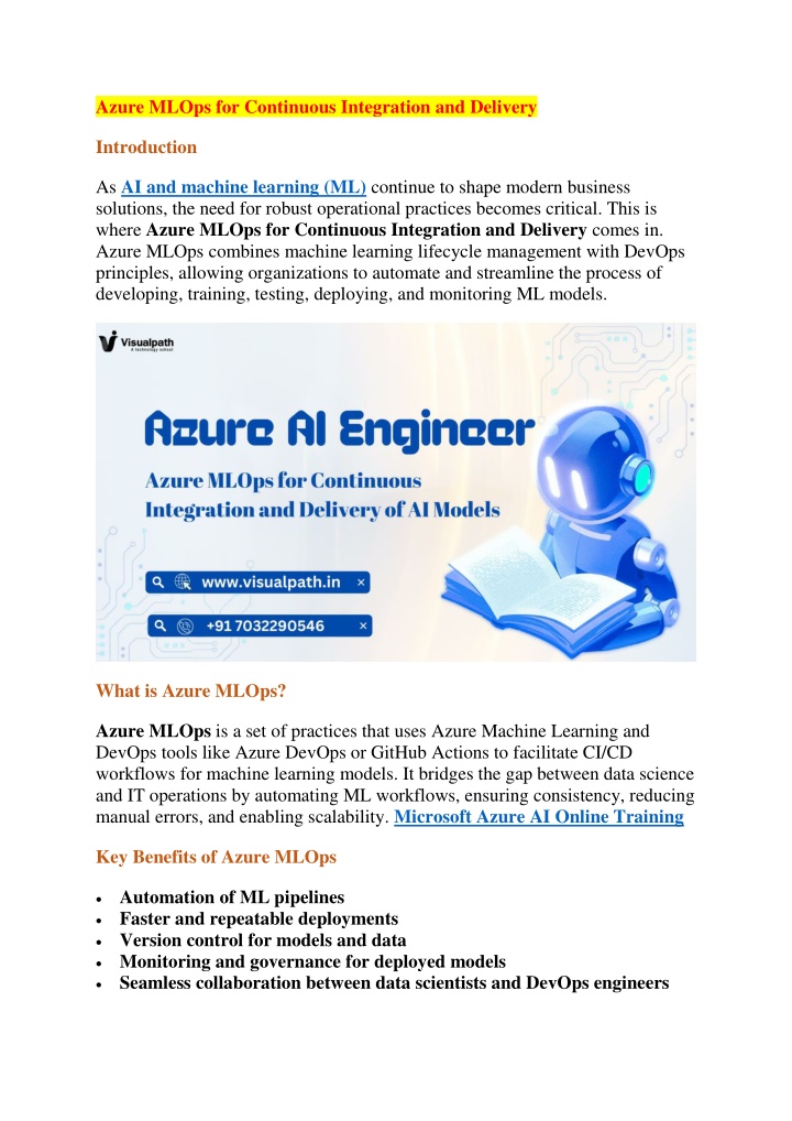 azure mlops for continuous integration n.w