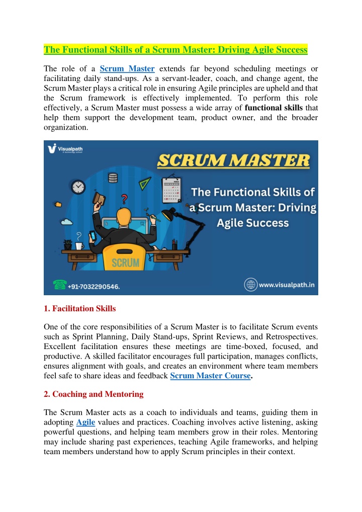 the functional skills of a scrum master driving n.w