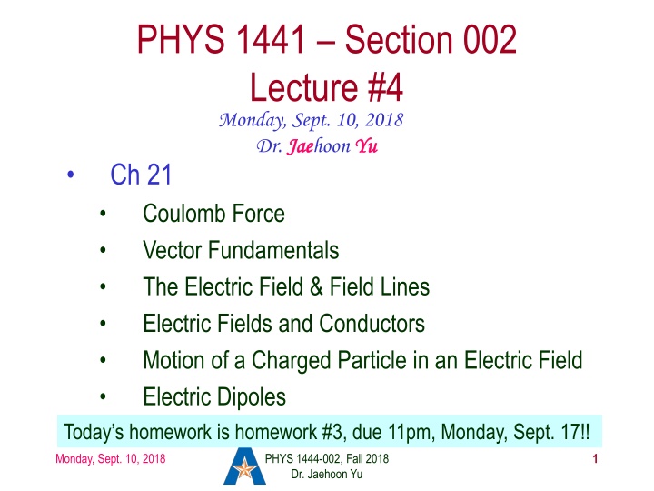 phys 1441 section 002 lecture 4 monday sept n.w