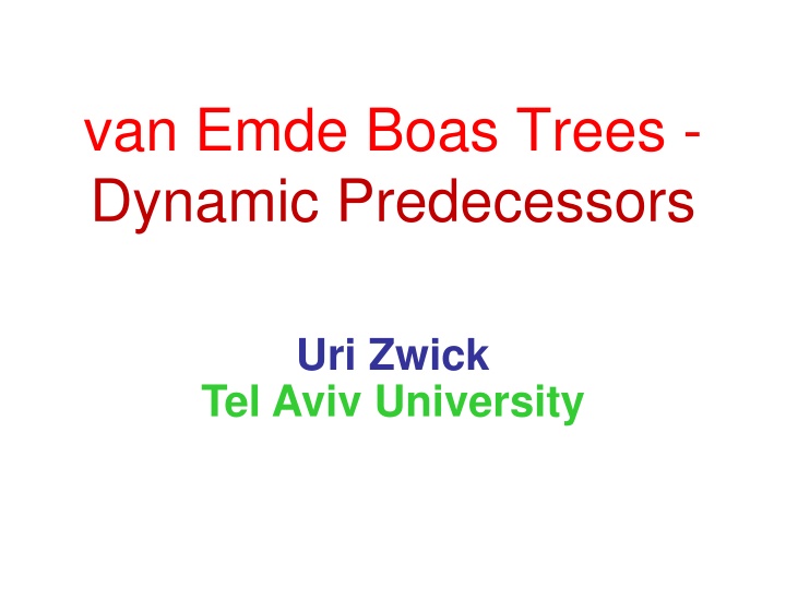 van emde boas trees dynamic predecessors n.w