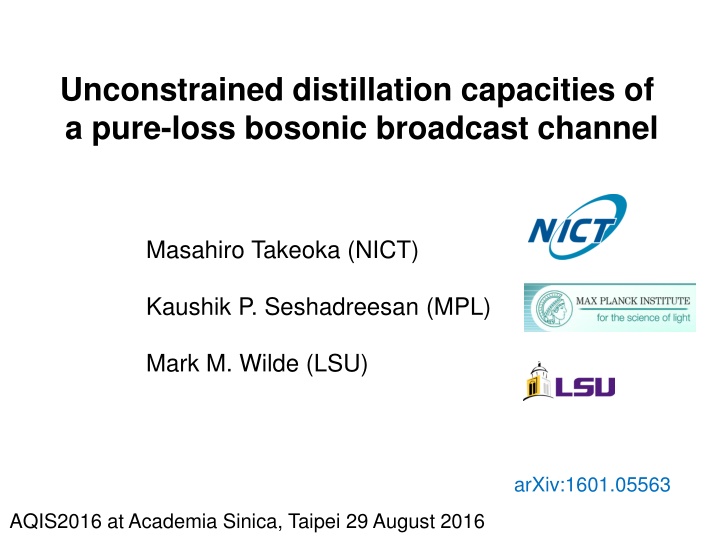 unconstrained distillation capacities of a pure n.w