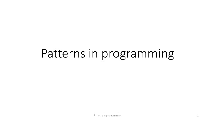 patterns in programming n.w