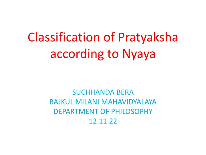 classification of pratyaksha according to nyaya n.w