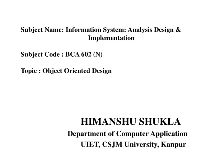 subject name information system analysis design n.w