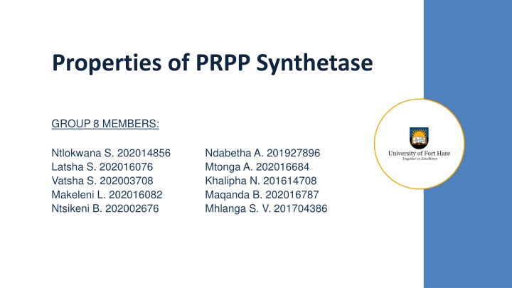 properties of prpp synthetase n.w