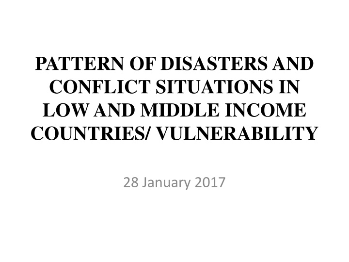 pattern of disasters and conflict situations n.w