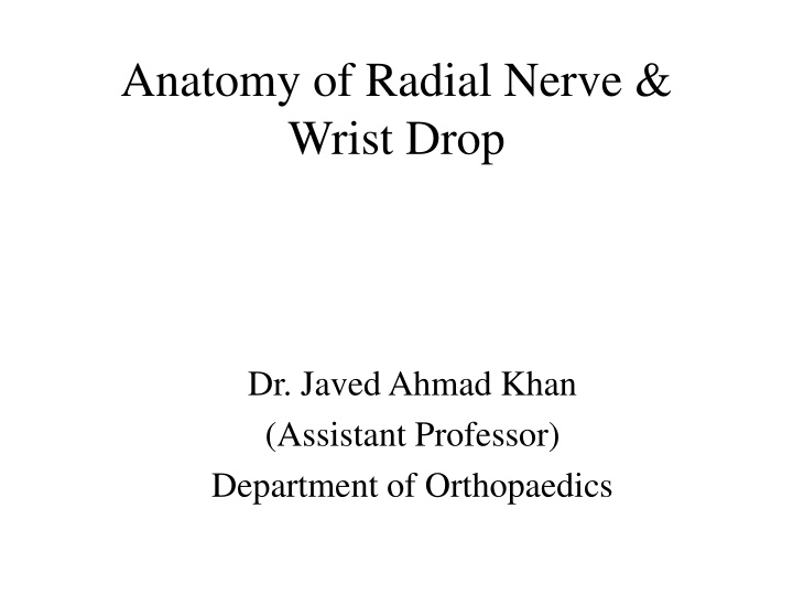 anatomy of radial nerve wrist drop n.w