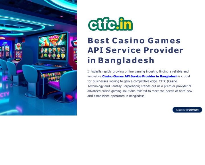 Best Casino Games API Service Provider in Bangladesh