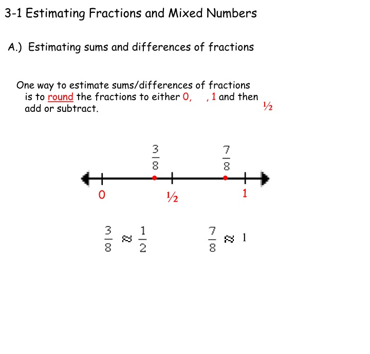3 1 estimating fractions and mixed numbers n.w