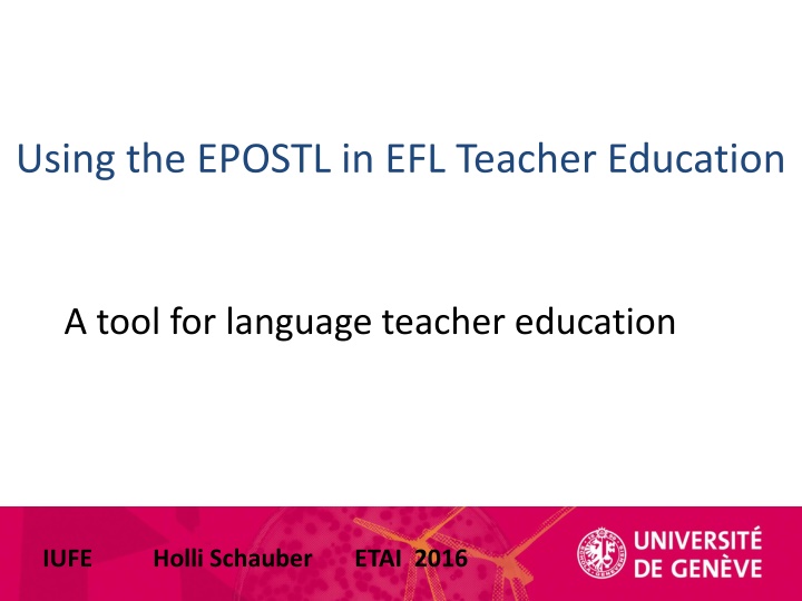 using the epostl in efl teacher education n.w