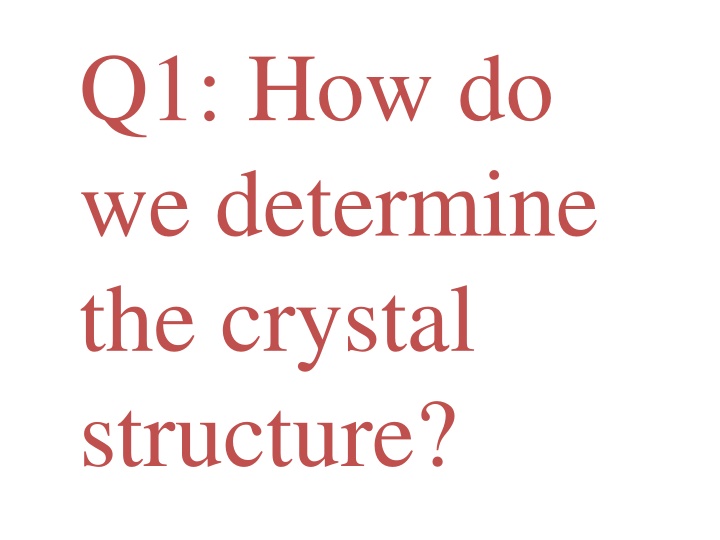 q1 how do we determine the crystal structure n.w