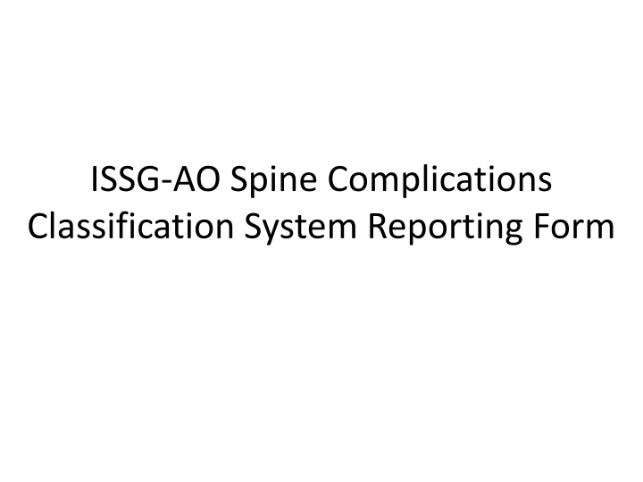 issg ao spine complications classification system n.w