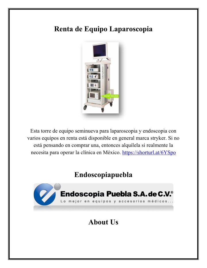 renta de equipo laparoscopia n.w