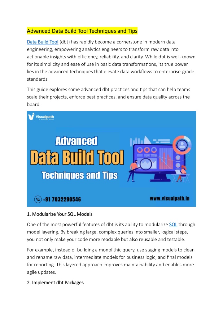 advanced data build tool techniques and tips n.w