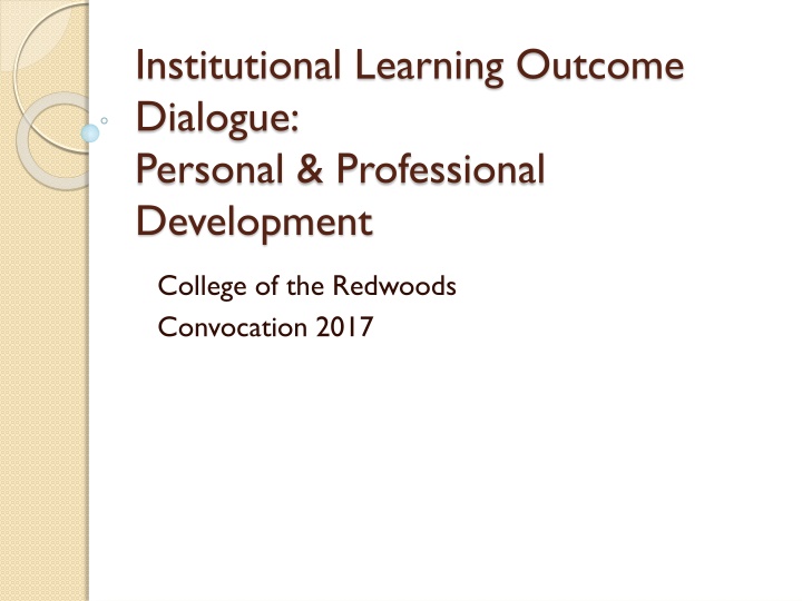 institutional learning outcome dialogue personal n.w