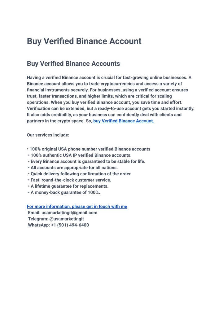 buy verified binance account n.w
