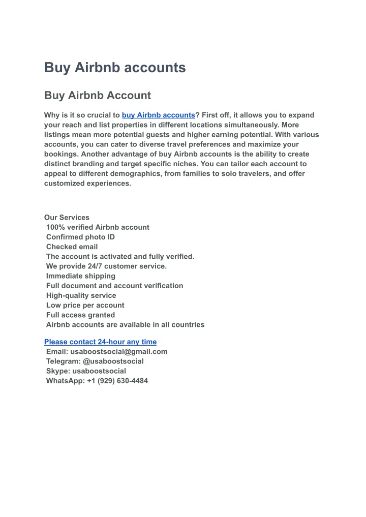 buy airbnb accounts n.w