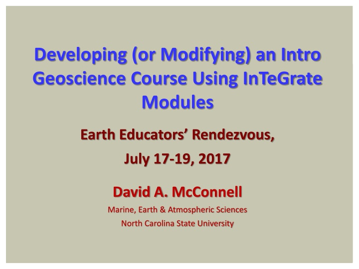 developing or modifying an intro geoscience n.w