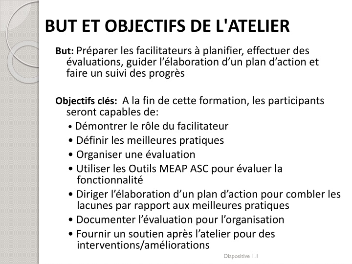 but et objectifs de l atelier n.w