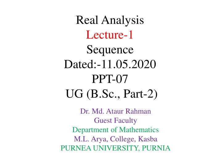real analysis lecture 1 sequence dated 11 05 2020 n.w