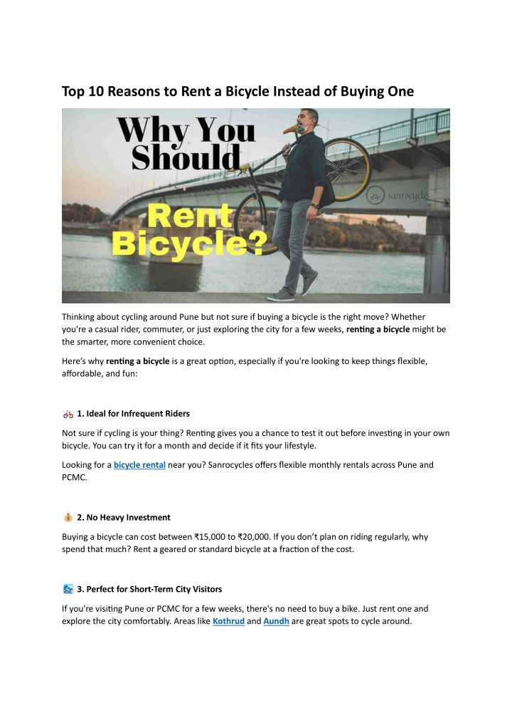 top 10 reasons to rent a bicycle instead n.w