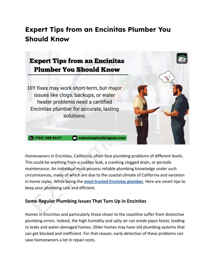 expert tips from an encinitas plumber you should n.w