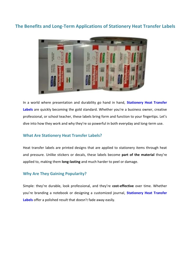 the benefits and long term applications n.w