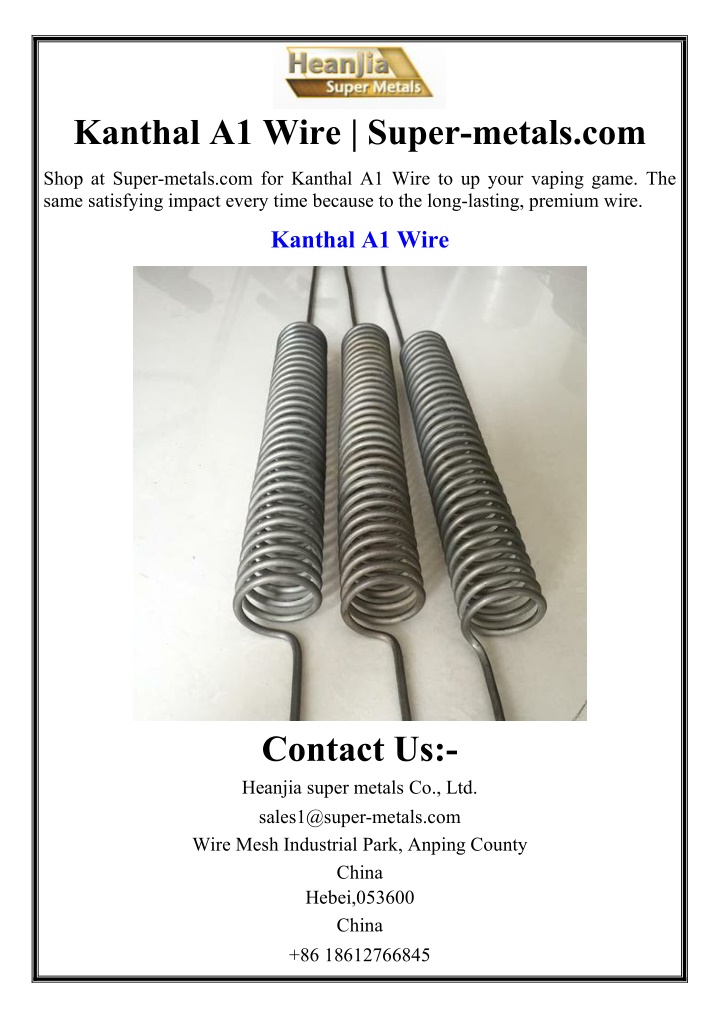 kanthal a1 wire super metals com n.w