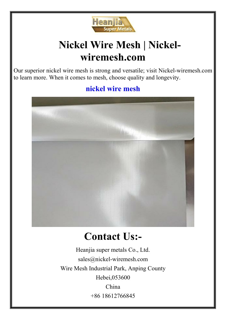 nickel wire mesh nickel wiremesh com n.w