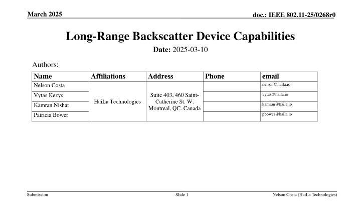 Long-Range Backscatter Device Capabilities Overview