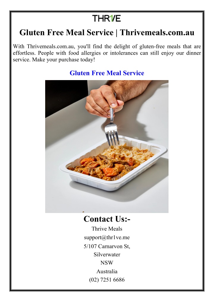 gluten free meal service thrivemeals com au n.w