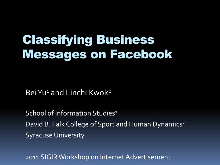 classifying business messages on facebook n.w