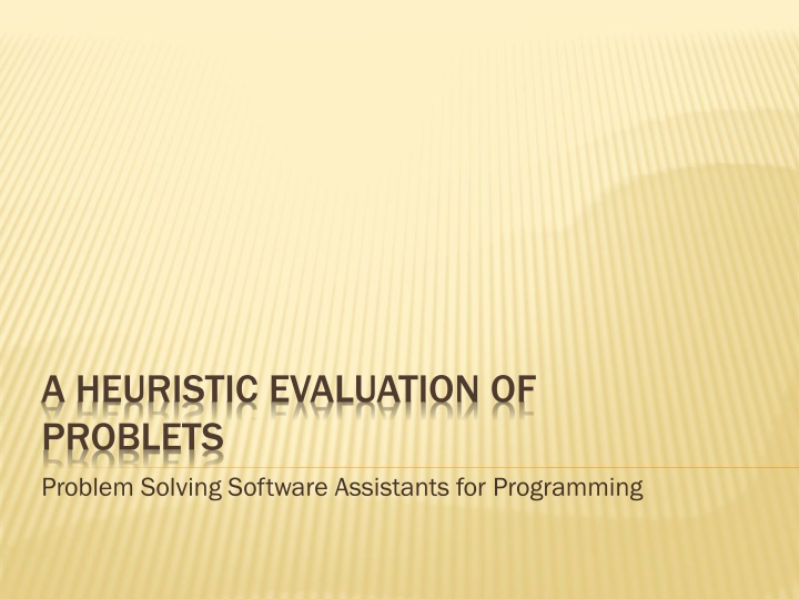 a heuristic evaluation of problets problem n.w