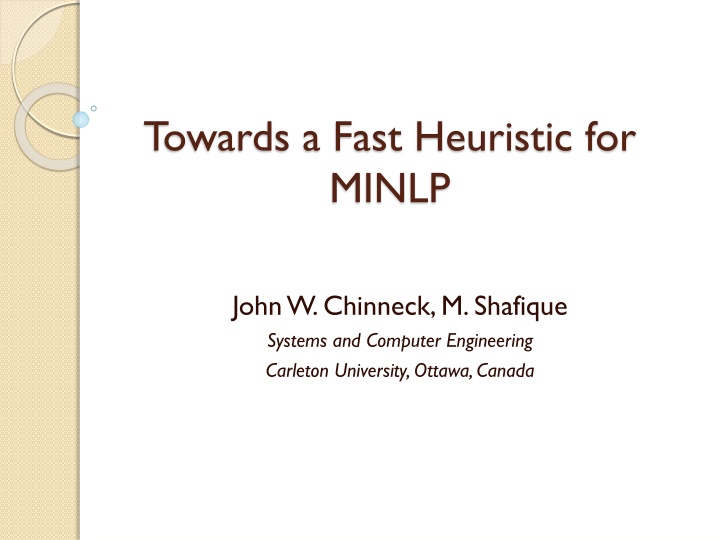 towards a fast heuristic for minlp n.w
