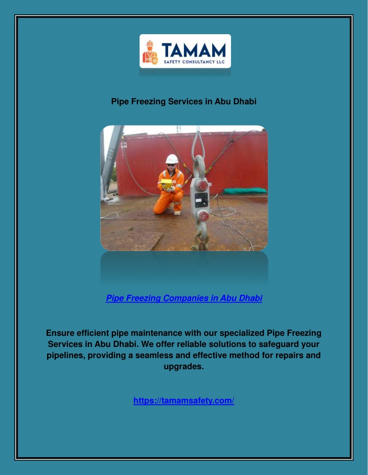 pipe freezing services in abu dhabi n.w