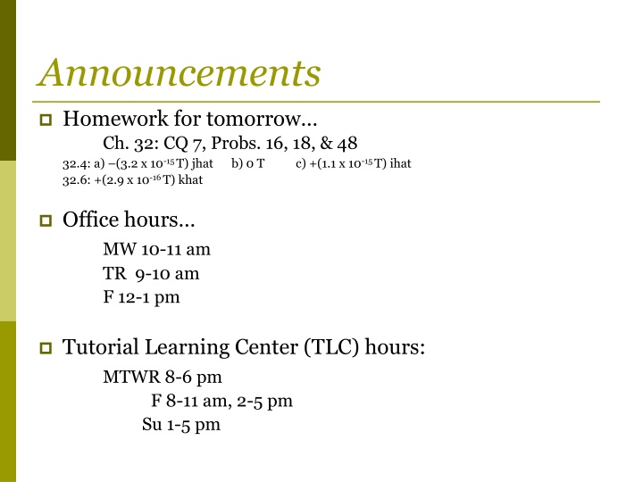 announcements n.w