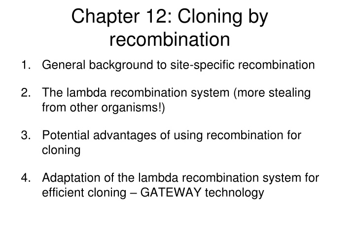 chapter 12 cloning by recombination n.w