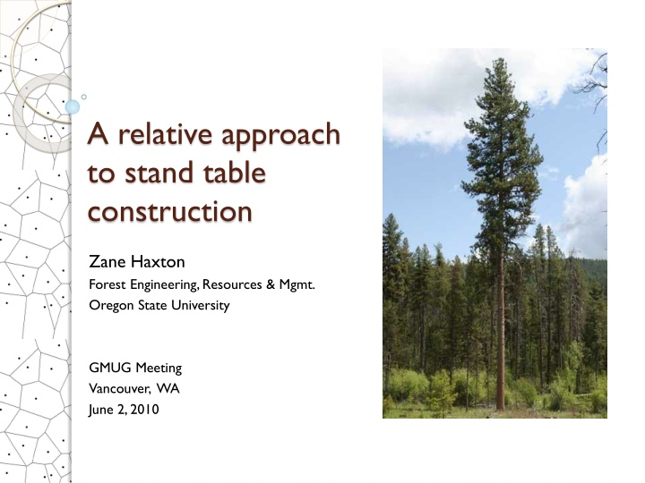a relative approach to stand table construction n.w