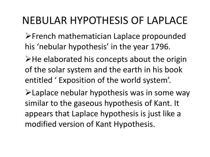 nebular hypothesis of laplace french n.w