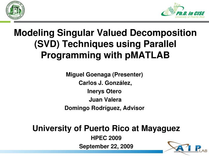 modeling singular valued decomposition n.w