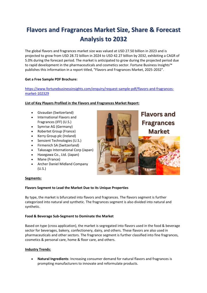 flavors and fragrances market size share forecast n.w