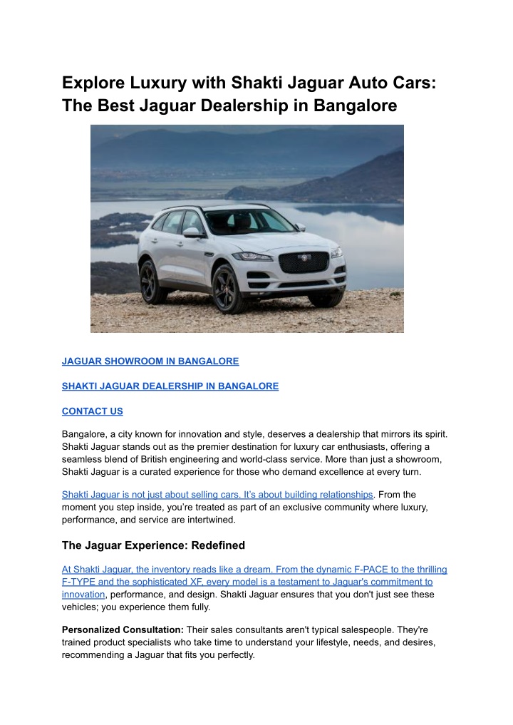 explore luxury with shakti jaguar auto cars n.w