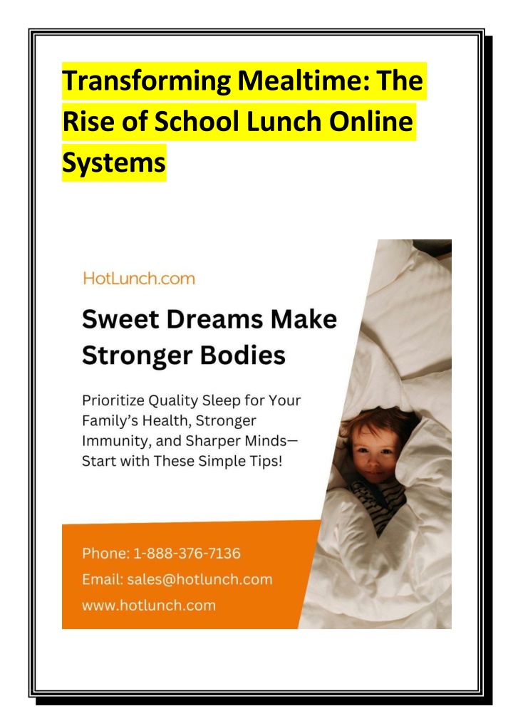 Transforming Mealtime - The Rise of School Lunch Online Systems