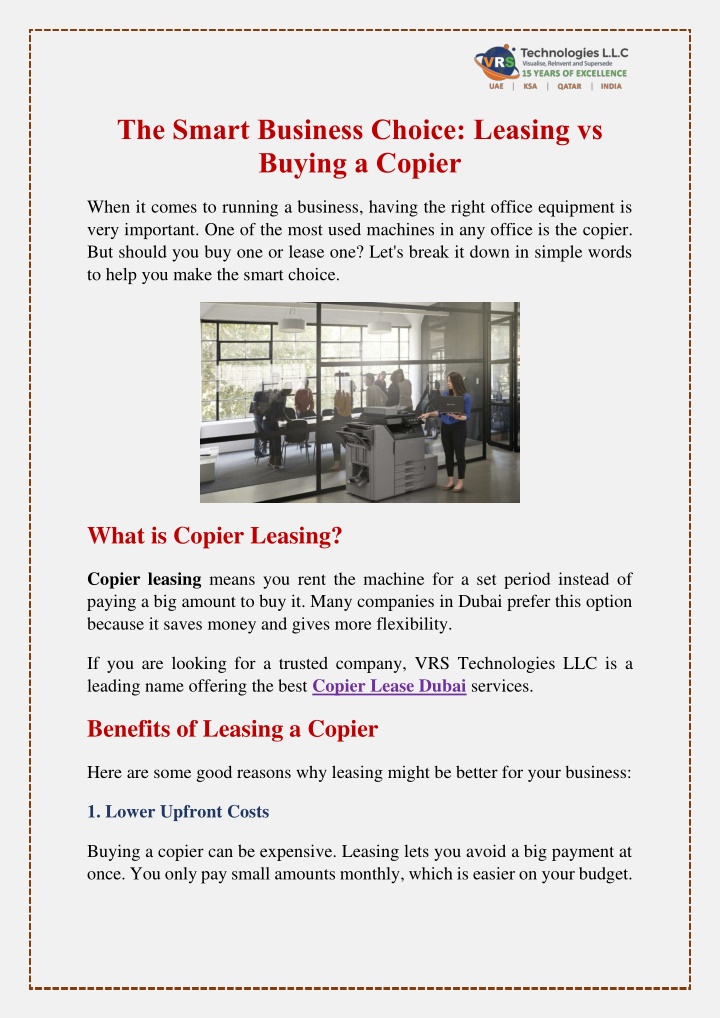 the smart business choice leasing vs buying n.w