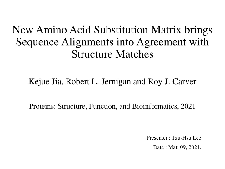 new amino acid substitution matrix brings n.w