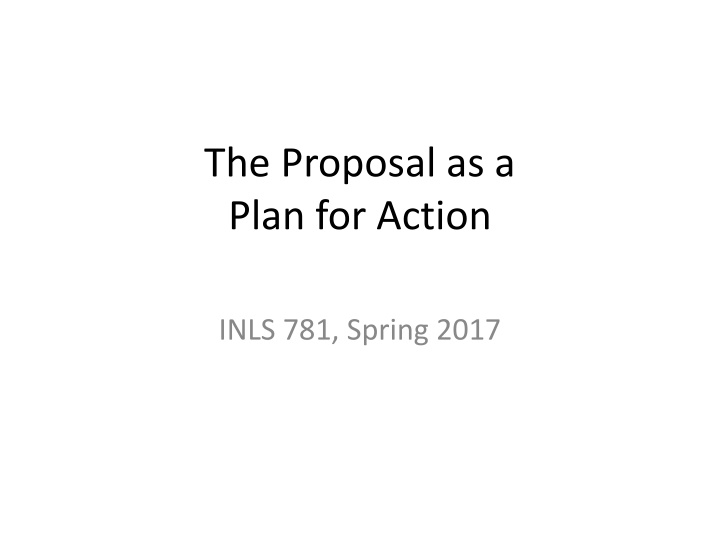 the proposal as a plan for action n.w