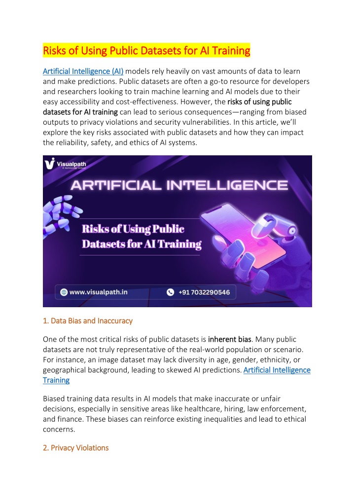 risks of using public datasets for ai training n.w