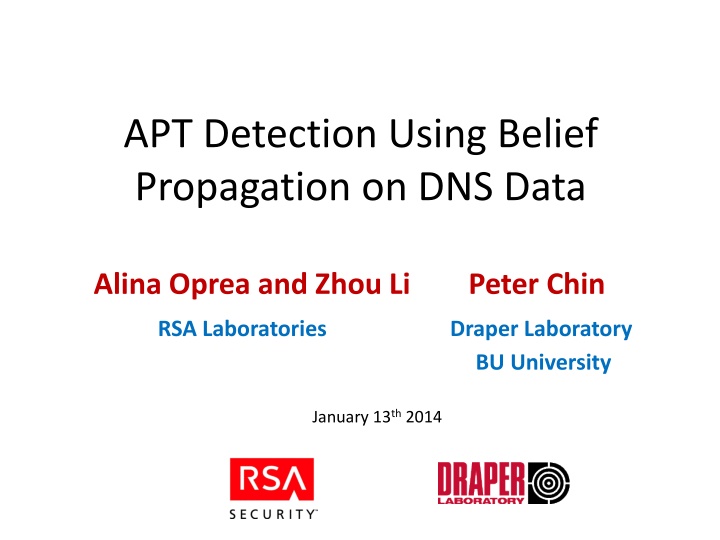 apt detection using belief propagation on dns data n.w