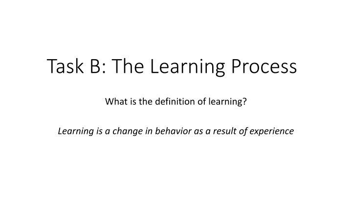 task b the learning process n.w